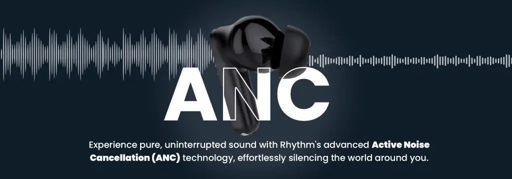 Modern wireless earbuds featuring active noise cancellation